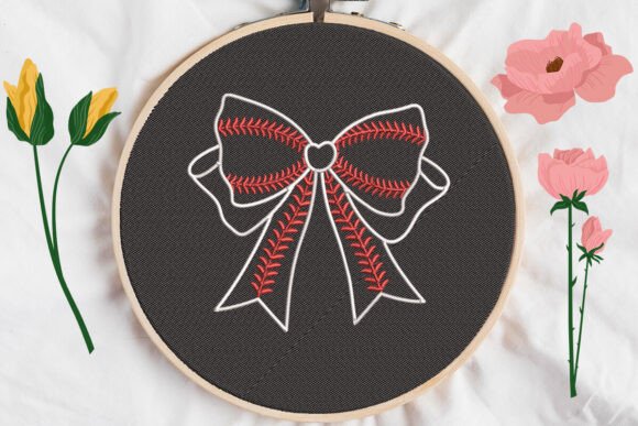 Adorable Baseball Bow Embroidery Design Review