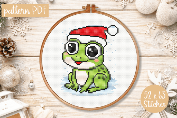 Christmas Frog Cross Stitch Pattern PDF Review for Craft Fairs