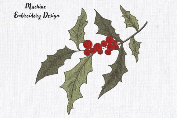 Christmas Holly Leaves and Berries 2: A Classic Holiday Embroidery Design