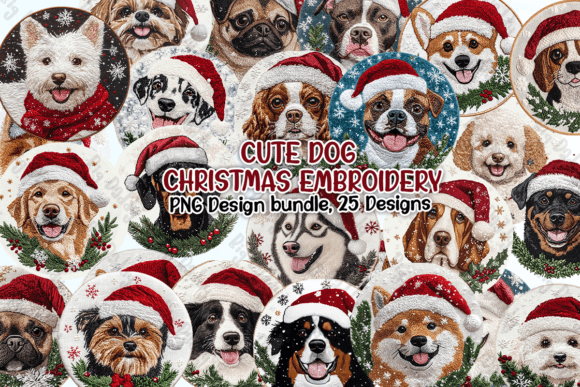 Cute Dog Christmas Embroidery Clipart PN Review for Craft Fairs