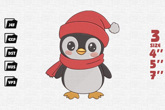 Cute Penguin Christmas Embroidery Review for Small Shop Use