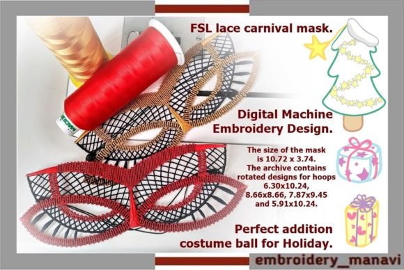 FSL Lace Masquerade Mask: A Festive Embroidery Design for Holiday Creations