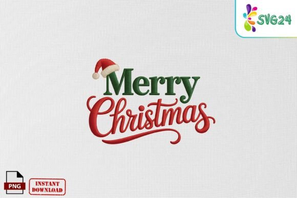 Merry Christmas Text Style Embroidery PNG Review