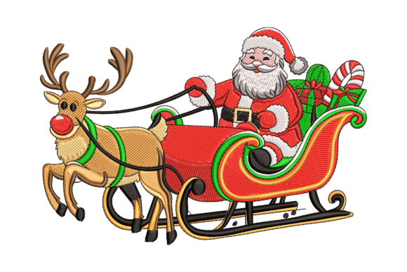 Santa Sleigh: A Charming Embroidery Design for Personalized Gifts