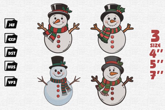 Set of 4 Cute Snowmen Embroidery Design Review